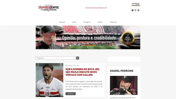 Captura de tela do site Blog do São Paulo Sempre - Daniel Perrone (saopaulosempre.com.br) - projeto de SEO + Backlinks da WRG